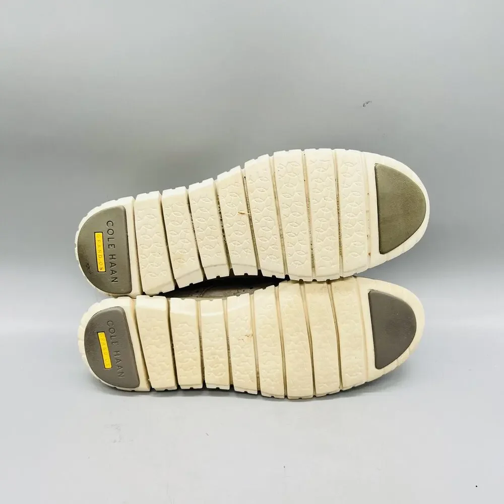 Cole Haan Shoes Womens 6.5 Beige Suede Zerogrand Wingtip Flats Lace Up Comfort